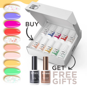 Bundle Set of 10 Be Happy Collection Colours + FREE Pro Base & Super Gloss Top Coat