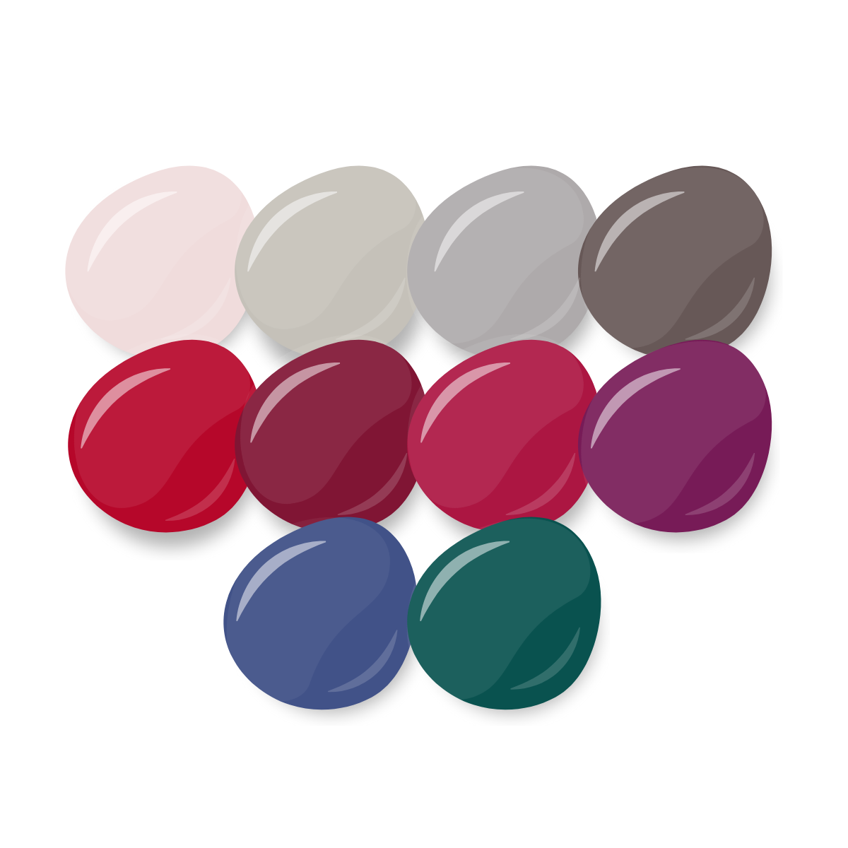 Bundle Set of 10 Eternal Collection Colours + FREE Pro Base & Super Gloss Top Coat
