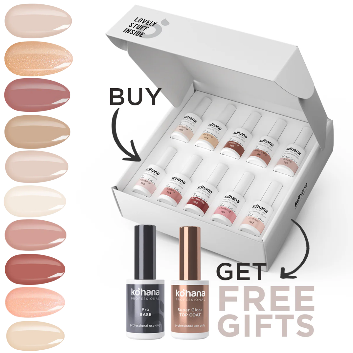 Bundle Set of 10 She is... Collection Colours + FREE Pro Base & Super Gloss Top Coat