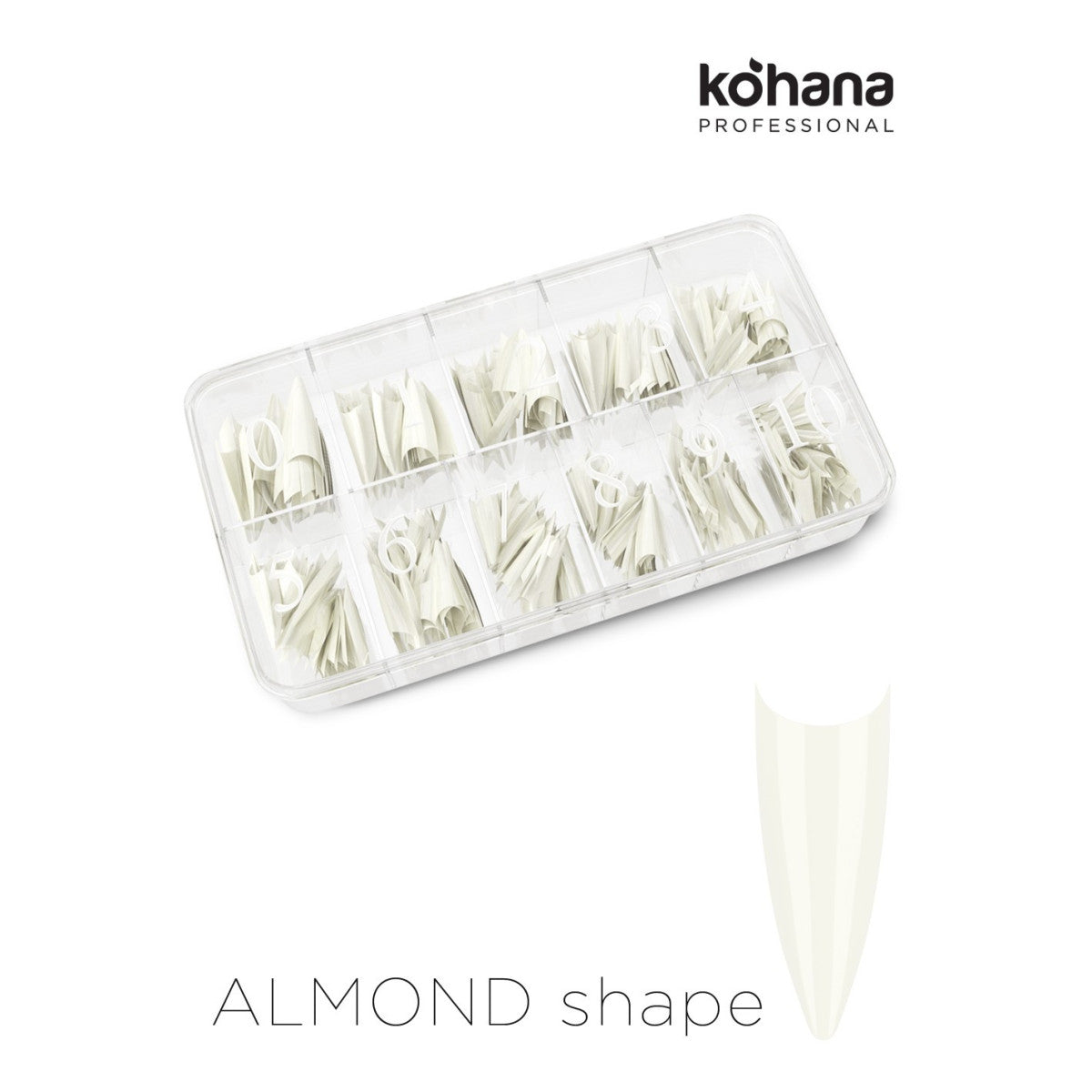They fit perfectly with the natural nail and their contoured straight edges allow to create the extensions. Nail Almon tips from Kohana Professional.